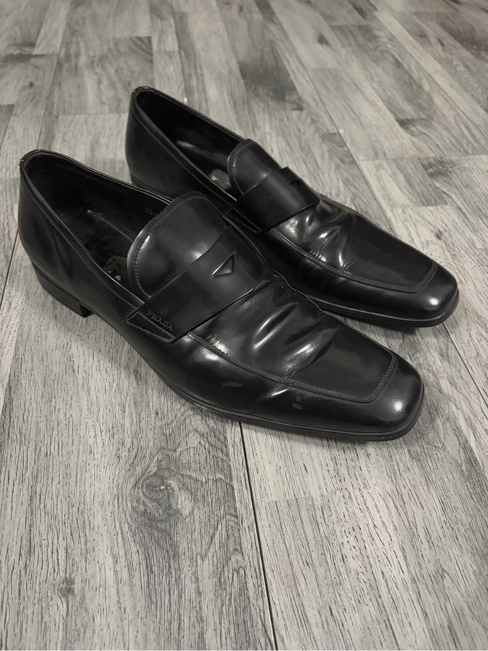 Prada Black Leather Penny Loafers - Picture 3 of 11